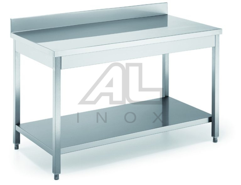 WORK TABLE WITH LOWER SHELF AND BACKSPLASH – TLRA